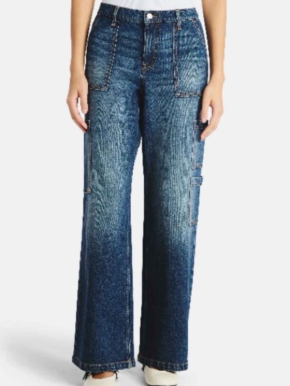 No Boundaries Dark Blue Stretch Denim Wide Leg Jeans - Picture 2 of 12